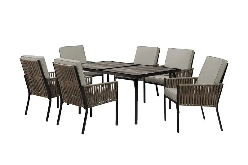 Seasonal Trends Shkvs636B 7-Piece Dining Set – Rectangular Woodgrain Table With Six Matching Chairs 1