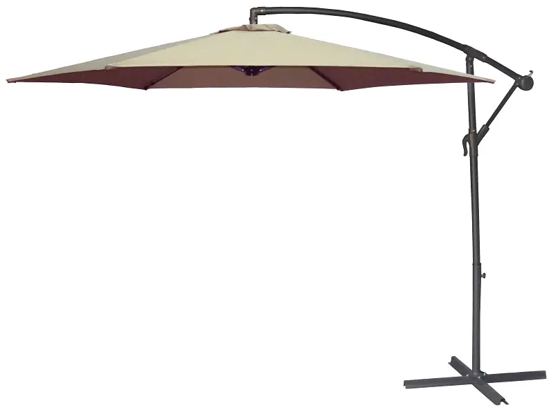 Seasonal Trends Solar-Powered Taupe Offset Umbrella – 10-Foot Round Canopy With Adjustable Tilt 1