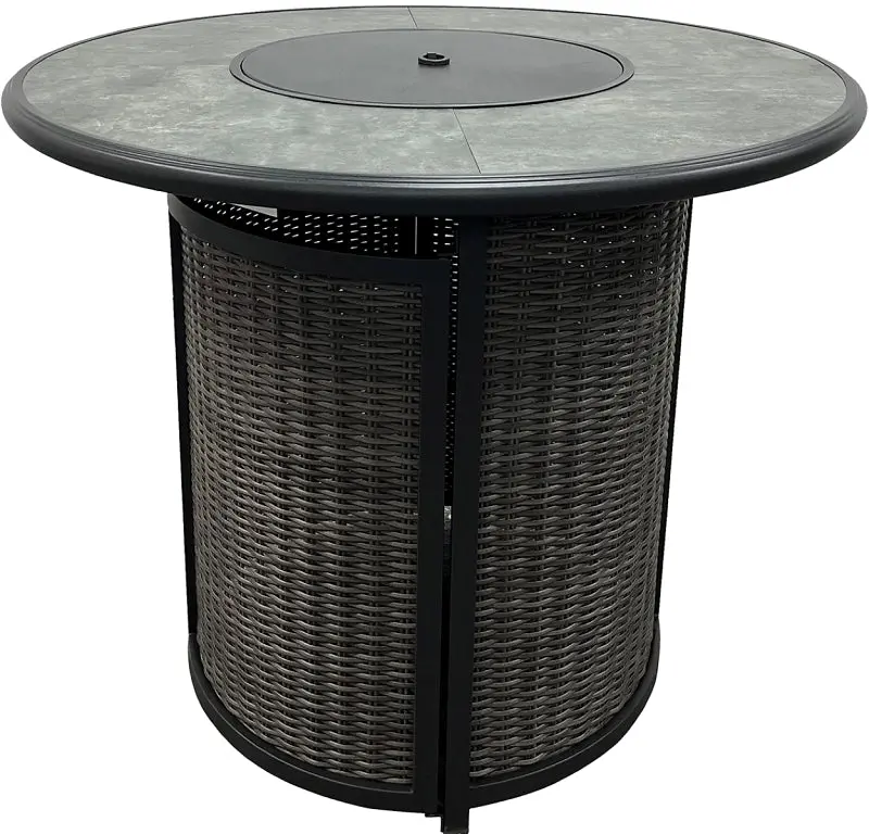 Seasonal Trends Wicker Dining Table – Round Steel-Frame Design, 42" Diameter X 36" Height 1