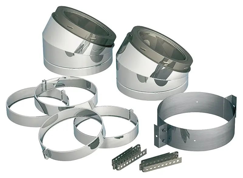 Selkirk 206211 Type Ht Insulated Elbow Kit – Includes Two 30° Elbows, Locking Bands, And Interior Support Ring 1