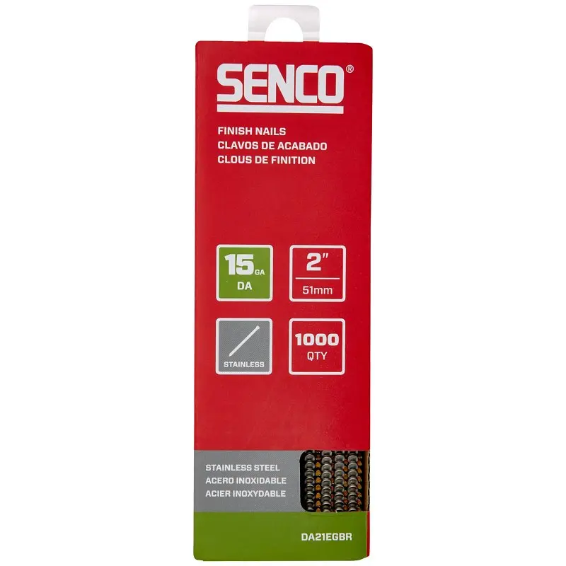 Senco Da21Egbr Stainless Steel 15-Gauge 2-Inch Brad Nails – Sencote-Coated Finish Nail Strip 1