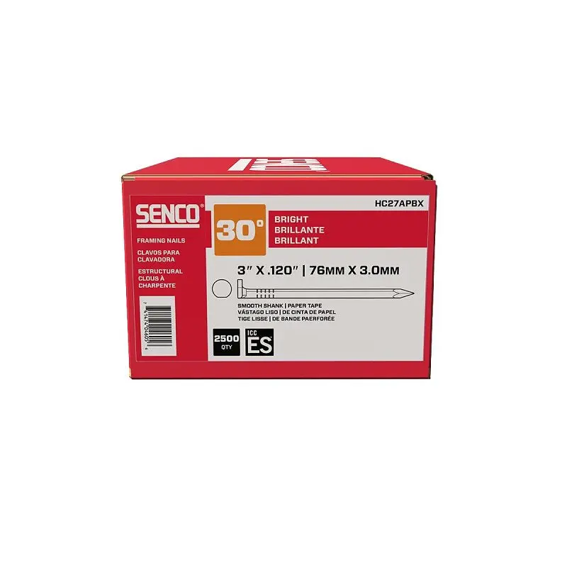 Senco Hc27Apbx Collated Framing Nails – 3-Inch Length, Paper-Tape Collated, Offset Full Round Head, Bright Steel 1