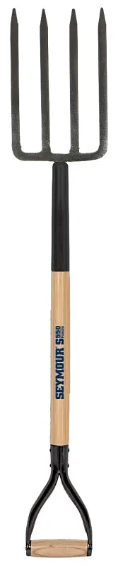 Seymour 49077 Spading Fork – 4-Tine Steel Tool With 8" Tines And 29" Hardwood Handle 1