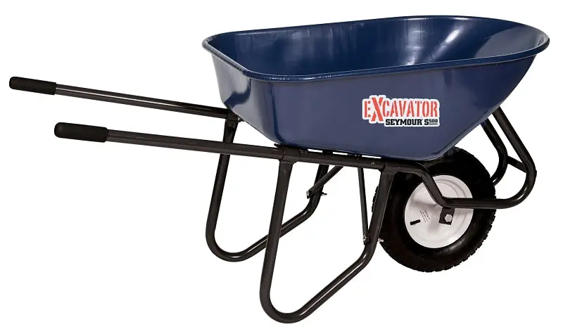 Seymour Industrial Single-Wheel Steel Wheelbarrow – 16-Inch Knobby Tire, Cushioned Grips 1