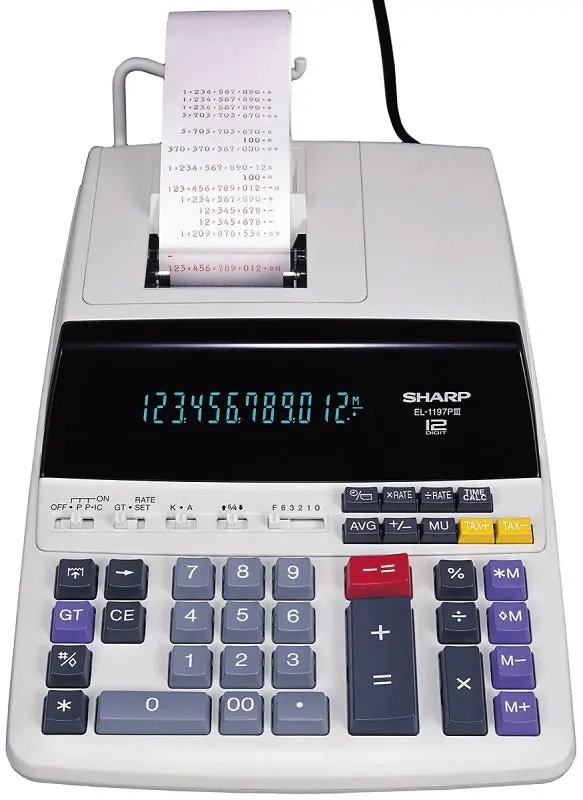 Sharp El-1197Piii 12-Digit Printing Calculator – Off-White Desktop Model With Large Display 1