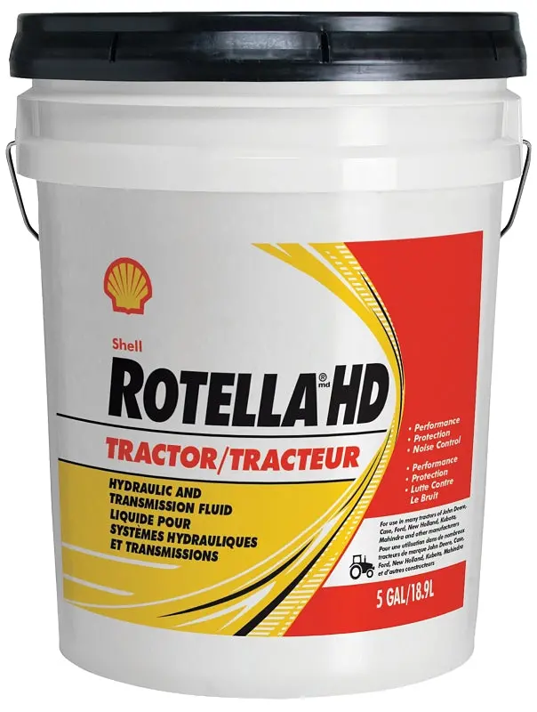 Shell Rotella Heavy-Duty Tractor Hydraulic Fluid – 10W-30 Synthetic Blend, 5-Gallon Industrial Pail 1