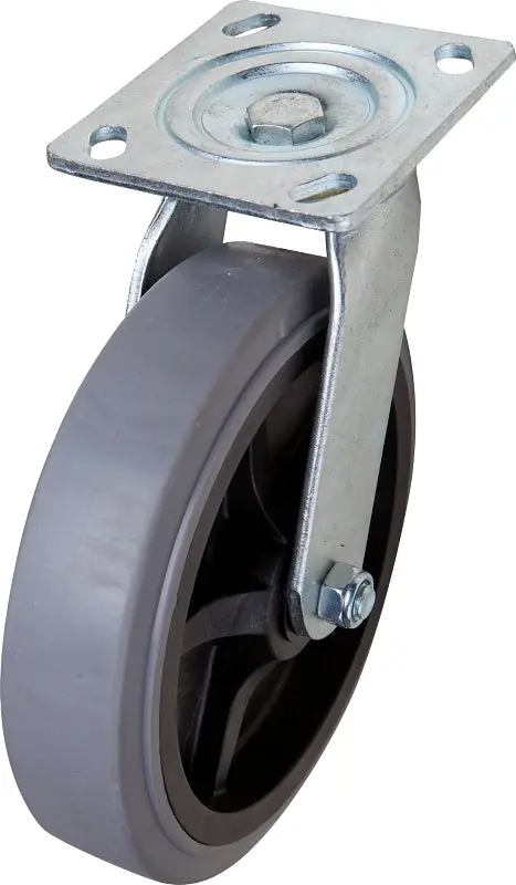 Shepherd Hardware 8-Inch Swivel Caster – Thermoplastic Rubber Wheel, Black/Gray Finish, 700-Pound Load Capacity 1
