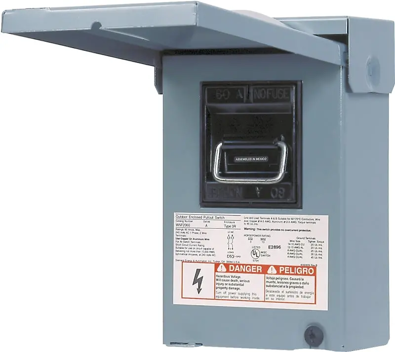 Siemens Wn2060U Air Conditioner Disconnect Switch – Non-Fused, 60A, 240V, 2-7/32" Length 1