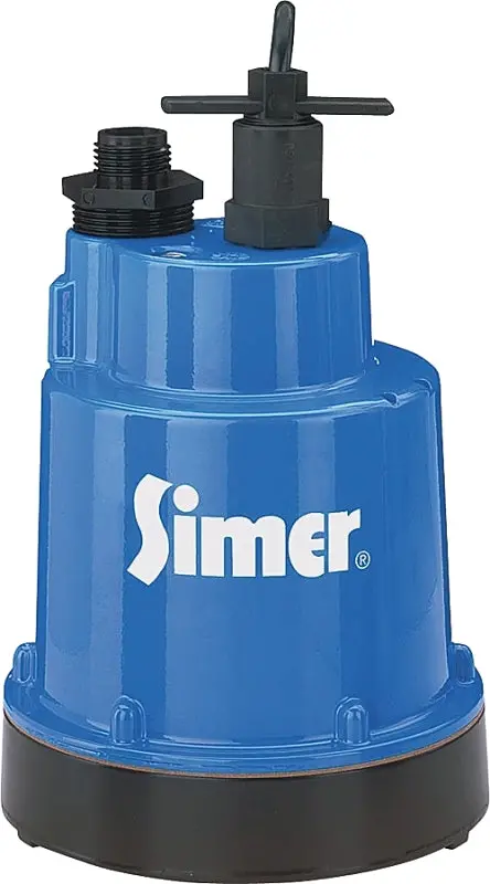 Simer 2300W Submersible Utility Pump – 115V, 0.25 Hp, 1320 Gph, Aluminum Housing, 1-1/4" Outlet 1