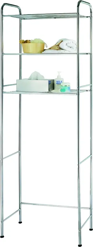 Simple Spaces Ts16C0-Ch Three-Tier Bathroom Shelf Unit – Polished Chrome Steel, 15-Pound Load Per Shelf, Space-Saving Design 1