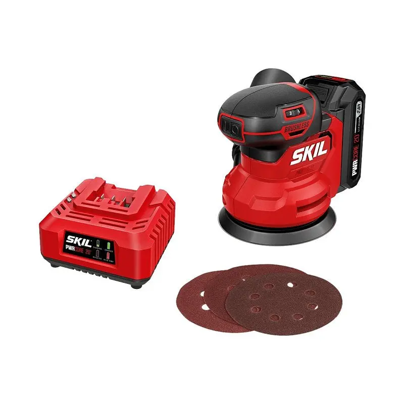 Skil Sr7603B-10 Cordless Orbital Sander – 20V Brushless Motor, 5" Pad, 7000–11,000 Opm, Includes 2Ah Battery 1
