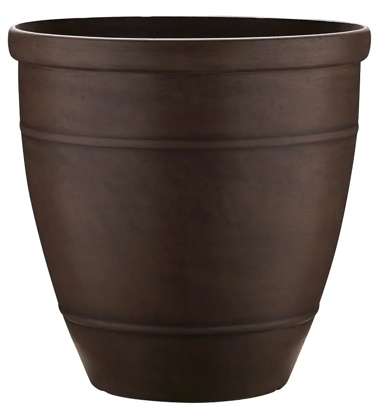 Southern Patio Rub-091547 Wright Rubber Planter – 18-Inch Tall, Weather-Resistant Brown Finish 1