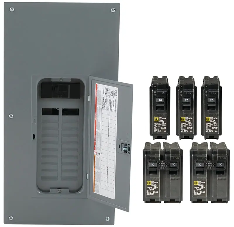 Square D Homeline 200-Amp Load Center – 40-Pole, 20-Space, Plug-On Neutral, Nema 1 Enclosure 1