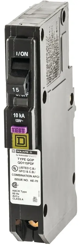 Square D Qo Series Cafci Mini Breaker – 15-Amp, 1-Pole, 120V, Arc-Fault Protection 1