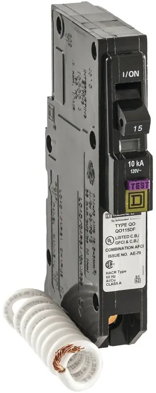 Square D Qo115Dfc 15-Amp 1-Pole Cafci Mini Breaker – 120V, Plug-In Mount 1