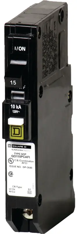 Square D Qo115Pcafic 15-Amp Cafci Mini Circuit Breaker – 1-Pole, 120V Plug-In Type 1