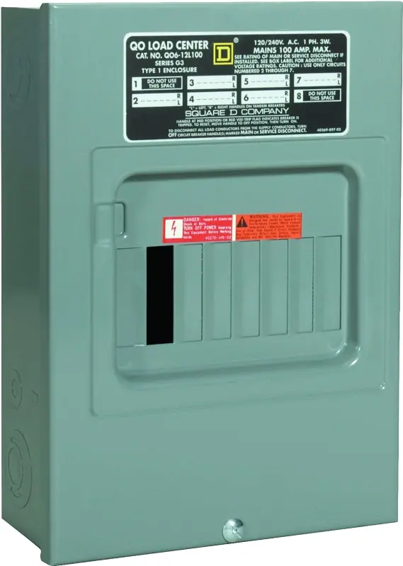 Square D Qo612L100Scp 100-Amp, 6-Space/12-Circuit Main Lug Load Center – Nema 1 Gray Enclosure With Plug-In Design 1