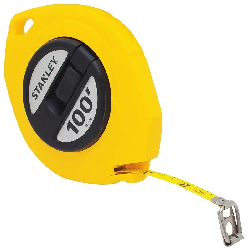 Stanley 100-Foot Steel Tape Measure – Fine 1/8-Inch Graduations, Yellow Abs Case 1