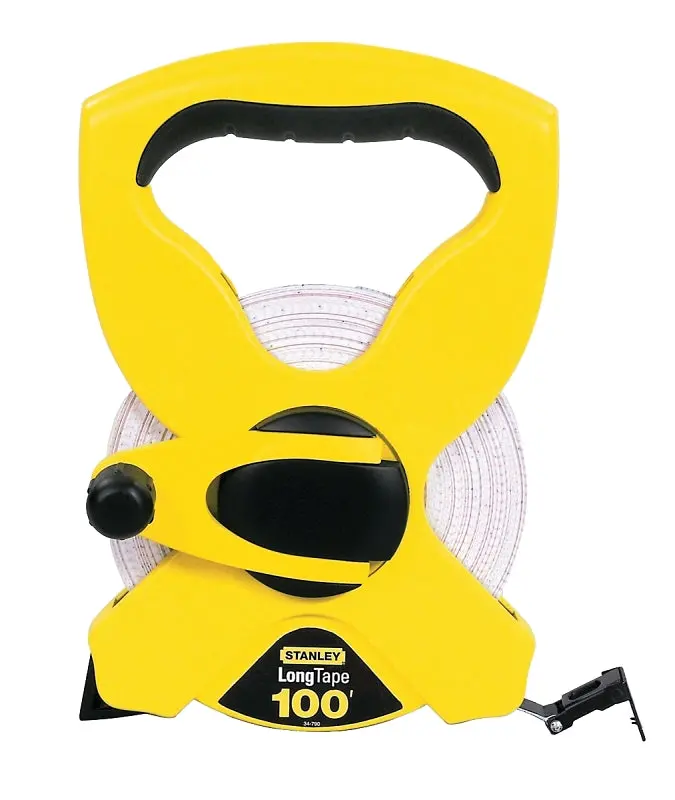 Stanley 100 Ft Fiberglass Tape Measure – 1/2 In Wide Blade, Reinforced Abs Case (Black/Yellow) 1