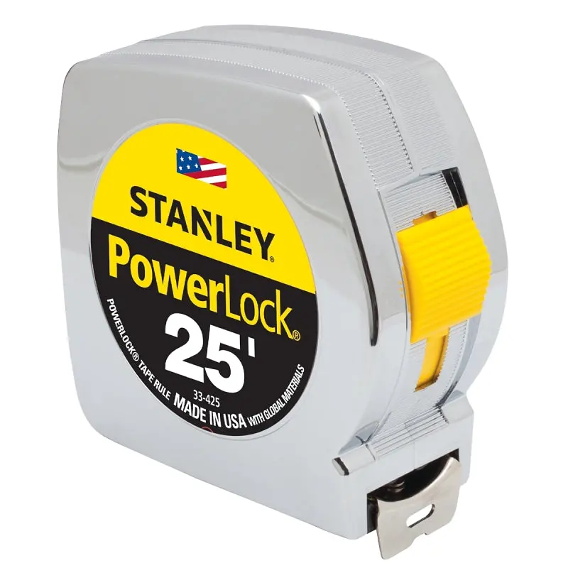 Stanley 25 Ft Wide-Blade Tape Measure – 1 In Steel Blade, Chrome Abs Housing 1