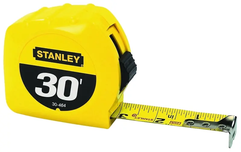 Stanley 30-464 Powerlock Tape Measure – 30-Foot Steel Blade, 1-Inch Wide, Yellow Abs Case 1