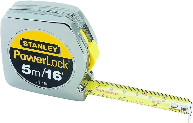 Stanley 33-158 16-Foot Measuring Tape – Wide 3/4-Inch Steel Blade, Chrome Abs Housing 1