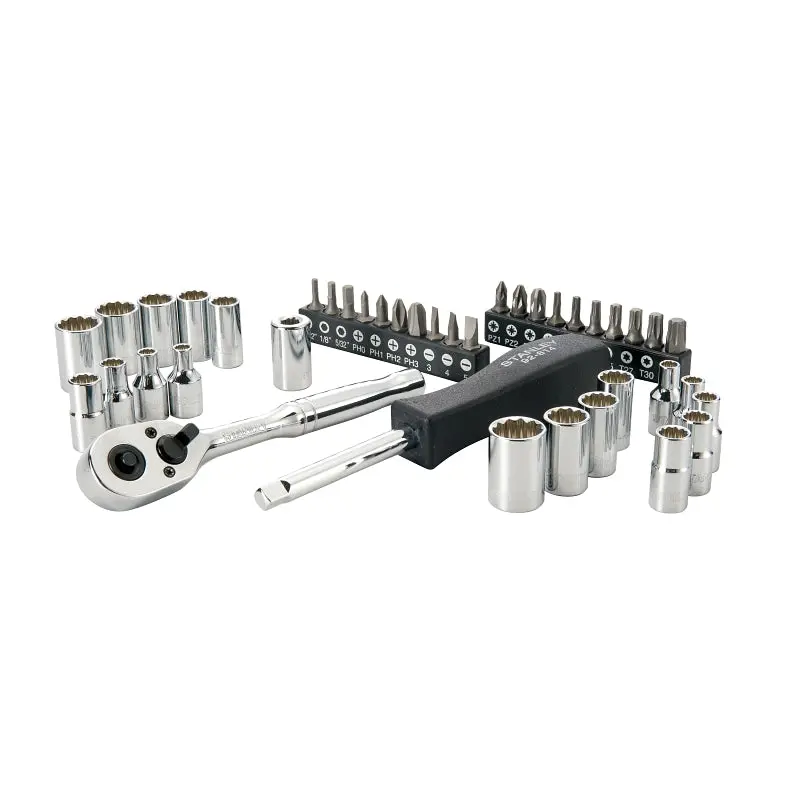 Stanley Stmt74860 Chrome Vanadium Mechanics Tool Set — 1/4-Inch Drive, Polished Finish 1