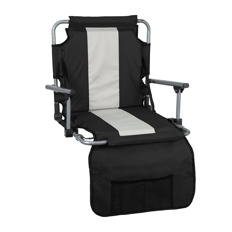 Stansport G-8-20 Stadium Folding Seat With Armrests – Steel Frame, Silver Finish, Compact 17" × 5.5" × 17" Design 1