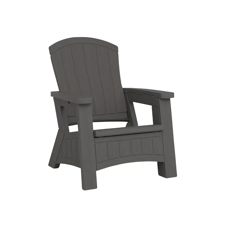 Suncast Adirondack Chair With Built-In Storage – Resin Seat & Wooden Frame, 30"W X 32.5"D X 38.5"H 1