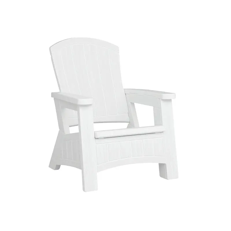 Suncast Bmac1000Wd Adirondack Chair With Built-In Storage – Resin Seat, White Wood Frame 1