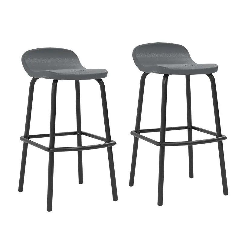 Suncast Bmbs2Pk Stackable Outdoor Bar Stools – Gray Metal Frame, 18"W × 20.75"D × 35.5"H 1