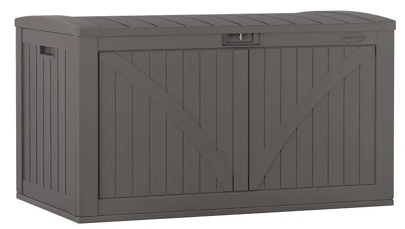 Suncast Bmdb3425P Resin Deck Storage Box – Weather-Resistant Gray Design, Compact Outdoor Organization 1
