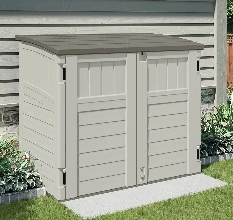 Suncast Bms2500 Stow-Away Resin Storage Shed – 34 Cu Ft, Compact 4'5" × 2'8.25" × 3'9.5" Design 1