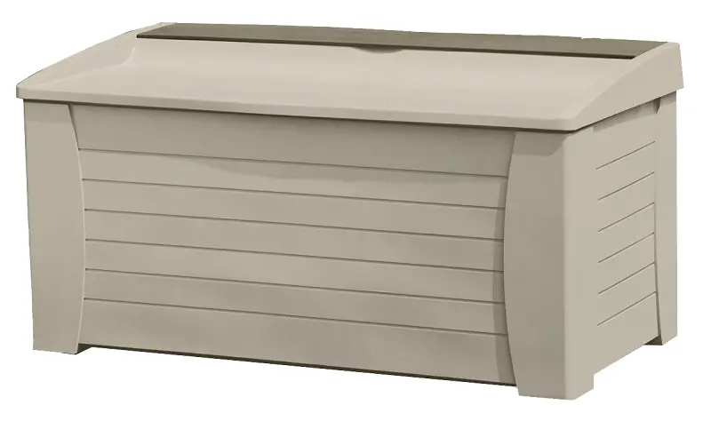Suncast Db12000 Resin Deck Box – 54.5-Inch Wide, 28-Inch Deep, 27-Inch Tall, Light Taupe Outdoor Storage 1