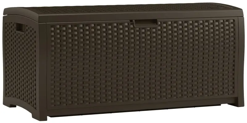 Suncast Dbw7300 Resin Wicker Deck Storage Box – Java Finish, 46" W X 21.5" D X 22.5" H 1