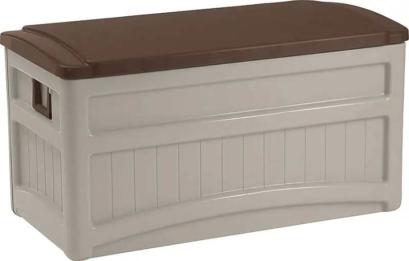 Suncast Light Taupe Deck Box – 46-Inch Wide Resin Storage Unit, 23-Inch Height, Weather-Resistant Design 1
