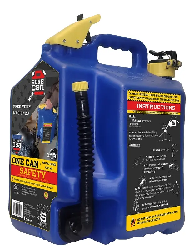 Surecan Safety Fuel Can – 5-Gallon Hdpe Portable Container, Blue Color, Osha-Compliant Design 1