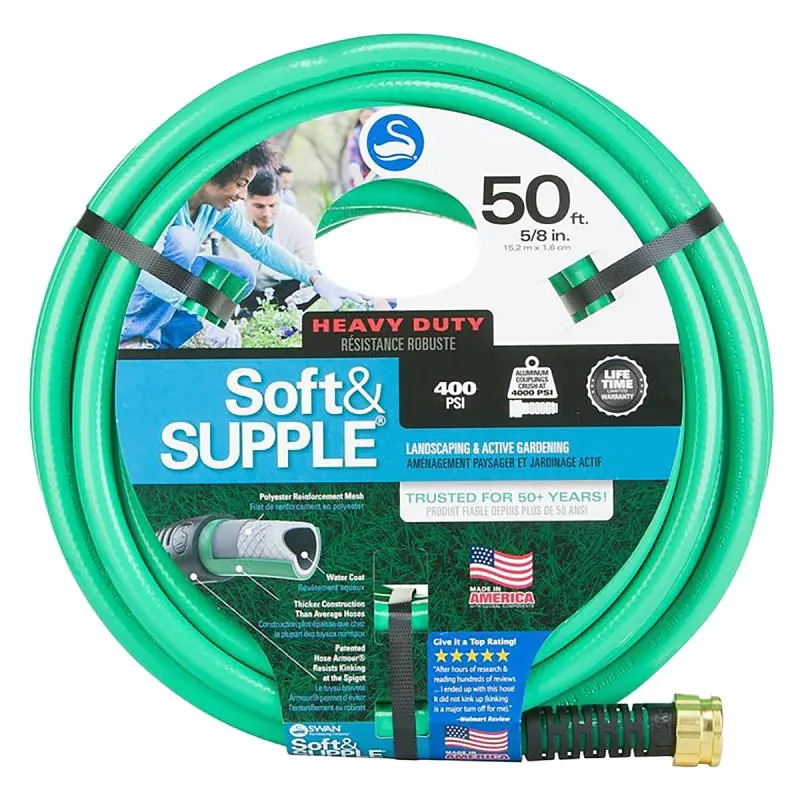 Swan Csnss58050 Professional Garden Hose – 5/8-Inch Diameter, 50-Foot Length, Reinforced Pvc Construction, Kink-Resistant Green Hose 1