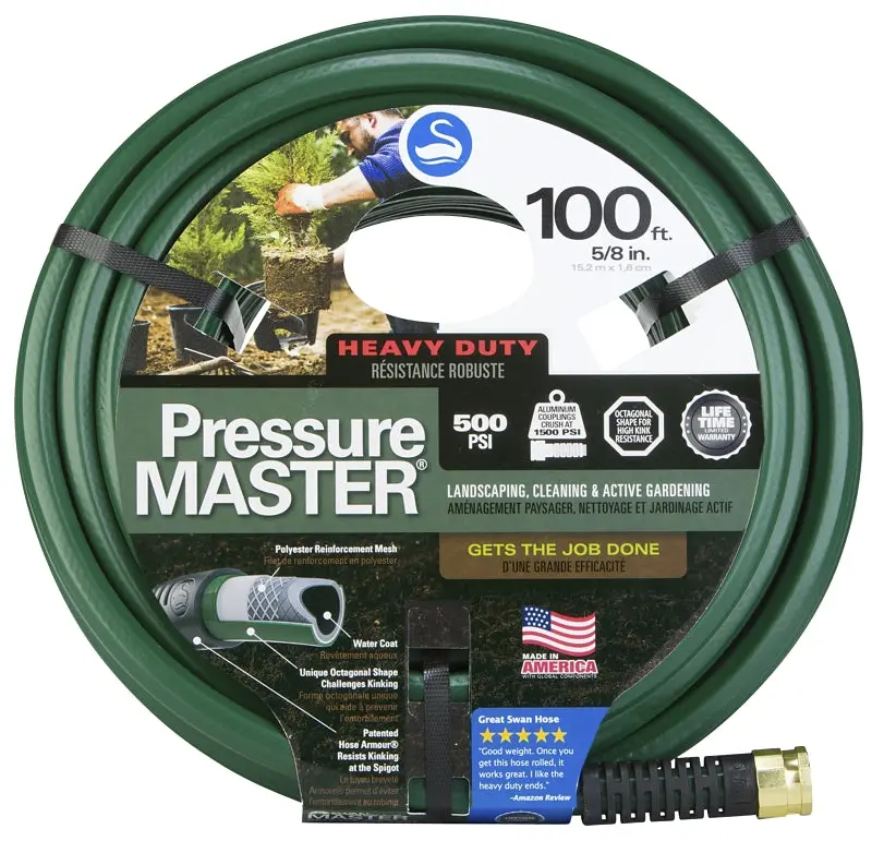 Swan Sn7958100 Heavy-Duty 100-Foot Garden Hose – Reinforced Green Flexible Water Hose For Outdoor Use 1