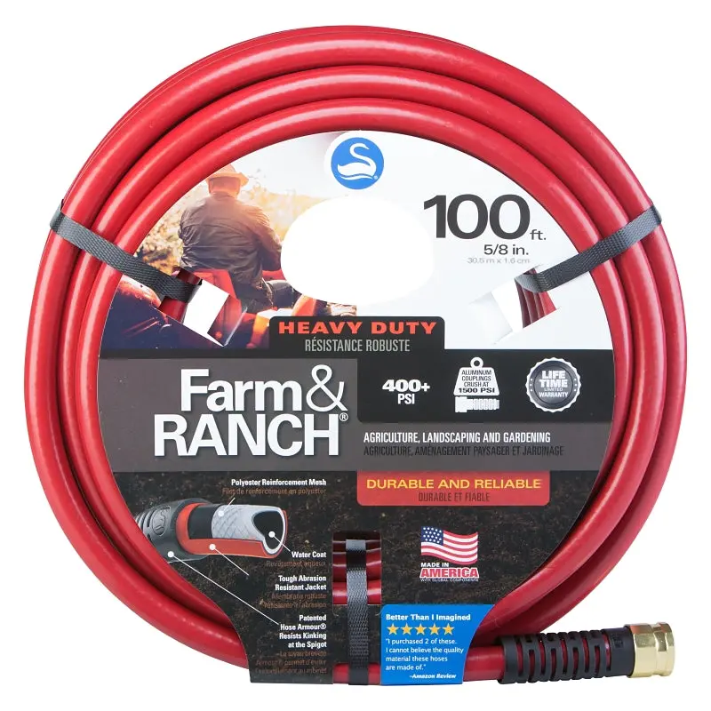 Swan Snfr58100 Heavy-Duty Garden Hose – 5/8" X 100 Ft, Polyester Braid, Red Color 1