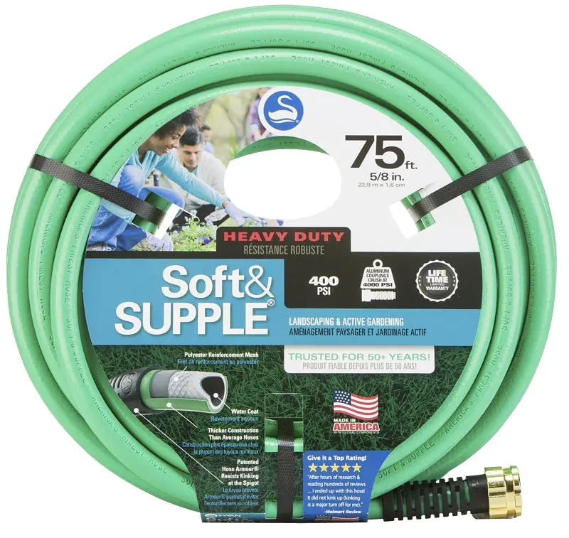 Swan Snss58075 Premium Garden Hose – 75 Ft Rubber-Vinyl Blend, Kink-Resistant Green Design 1