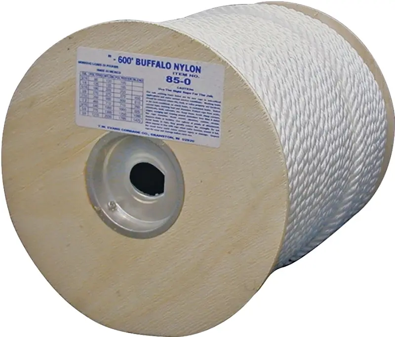 T.W. Evans Nylon Rope 85-063 – 3/8 In Diameter × 300 Ft, 407 Lb Working Load, White Braided Cord 1