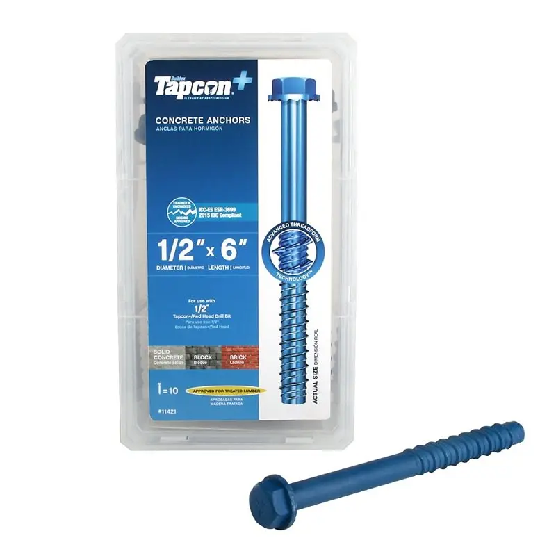 Tapcon 11421 Heavy-Duty Concrete Anchor Screw – 1/2-Inch Diameter, 6-Inch Length 1