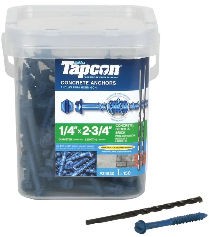 Tapcon 24530 Climaseal Screw Anchor – 2-3/4" Length, Hex Drive, Corrosion-Resistant Steel 1
