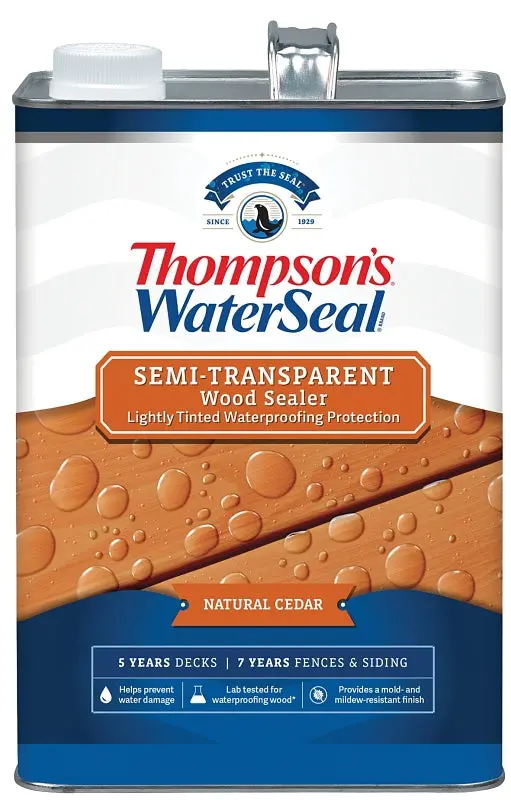 Thompson'S Waterseal Semi-Transparent Cedar Wood Sealer – 1-Gallon Natural Tone, Oil-Based Protection 1