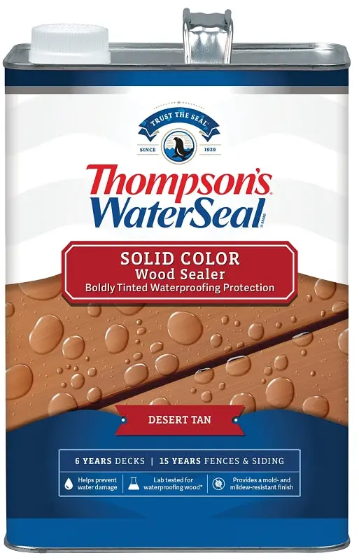 Thompson’S Waterseal Solid Wood Protector – Desert Tan, 1-Gallon, Weather-Resistant Deck & Fence Sealer 1