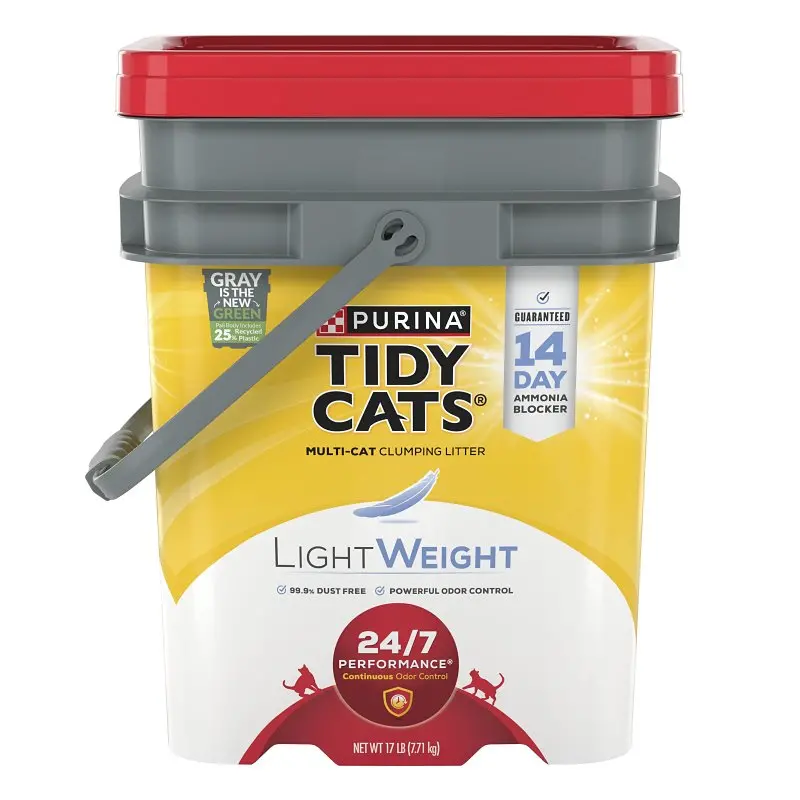 Tidy Cats 24/7 Performance Lightweight Clumping Cat Litter – 17-Pound Clay Formula In Resealable Pail 1