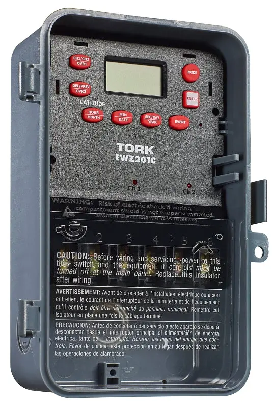 Tork Ewz201C Digital Programmable Timer – 30A, 120/277Vac, Adjustable 1-Minute To 7-Day Scheduling, Gray Housing 1