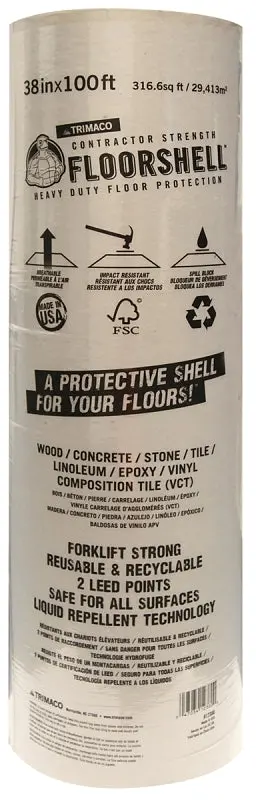 Trimaco Floorshell 12380 Heavy-Duty Surface Protector – 100 Ft × 38 In, 46 Mil Brown/Tan Film 1