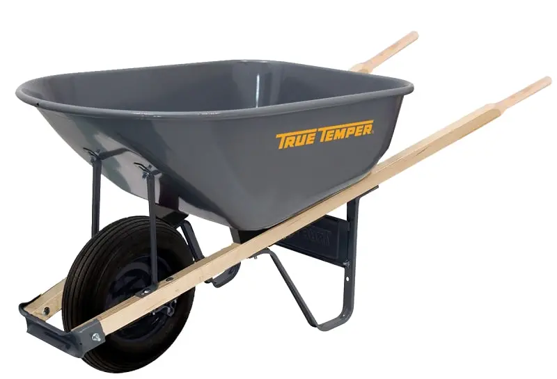 True Temper 6-Cubic-Foot Steel Single-Wheel Wheelbarrow With Tube Tire 1